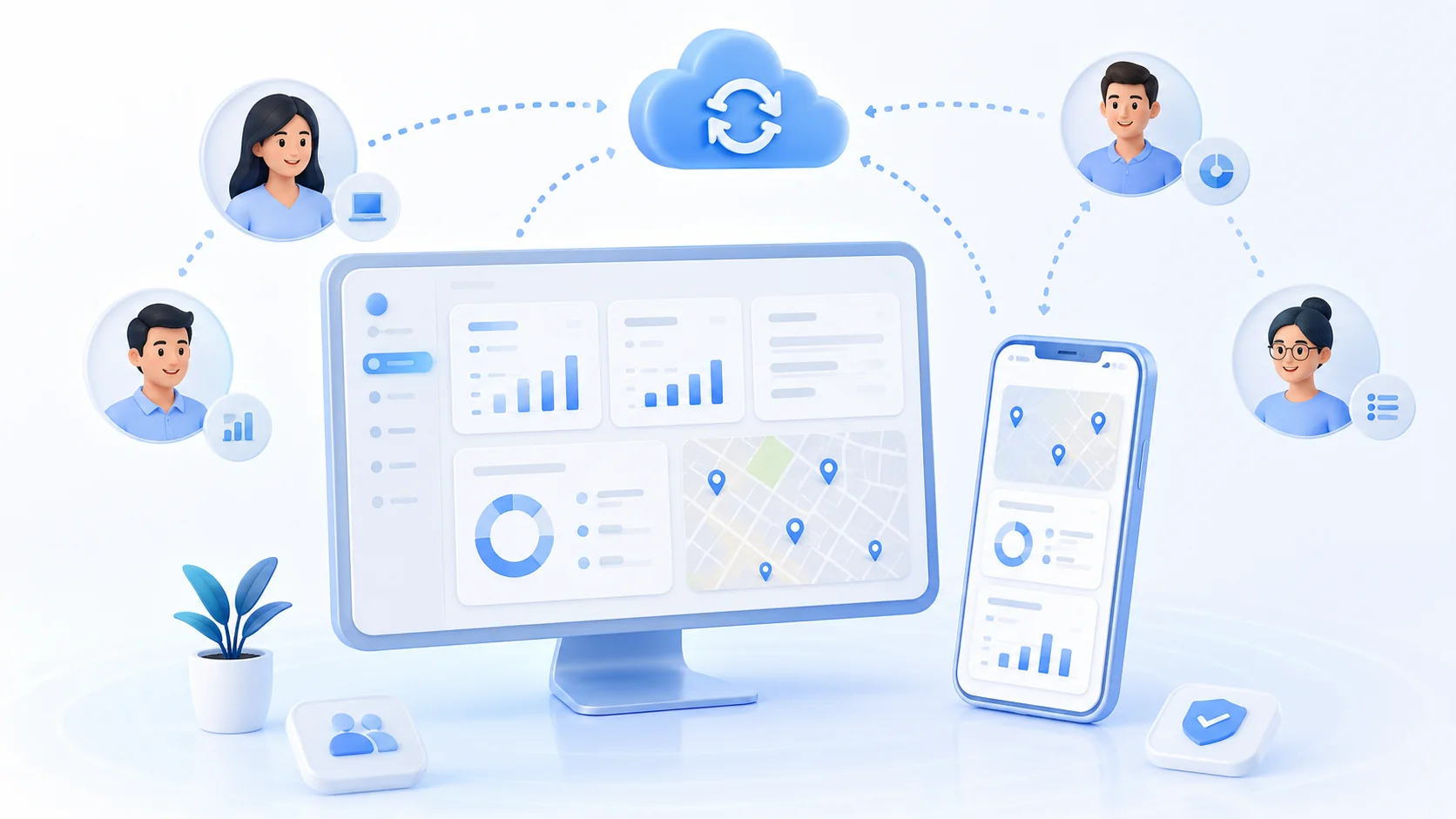 Equipe do Dispomídias acessando dados centralizados de qualquer dispositivo
